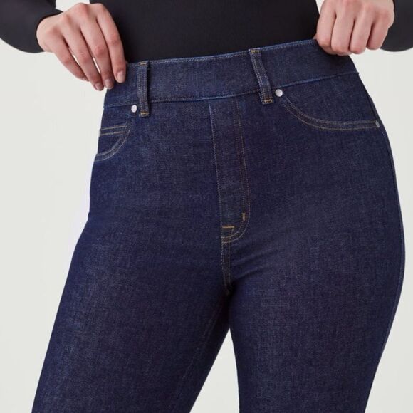 Spanx Kick Flare Crop Jeans Raw Indigo - Picture 7 of 11